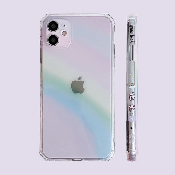 NEW iPhone 13/12/11/Pro/Max Rainbow Clear Square iphone case - Picture 7 of 7